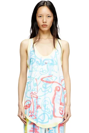 Diesel Tank top in raso con stampa graffiti T-Shirts Donna
