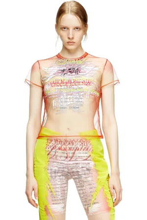 Diesel Top semitrasparente con stampa DJ T-Shirt Donna