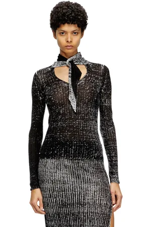 Diesel Maglia in lino con nodo e collo a goccia Maglieria Donna