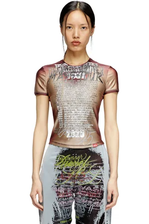 Diesel Top a maniche corte con stampa DJ T-Shirt Donna