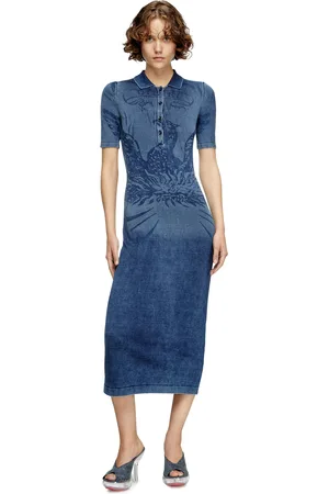 Diesel Abito polo in maglia effetto denim Vestito Donna
