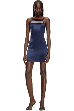 Diesel Abito corto in raso, maglia e tulle Vestito Donna