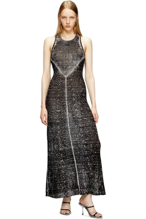 Diesel Abito in maglia di lino con logo cut Vestito Donna
