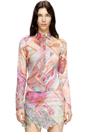 Diesel Camicia in viscosa stretch con stampa araldica Camicia Donna