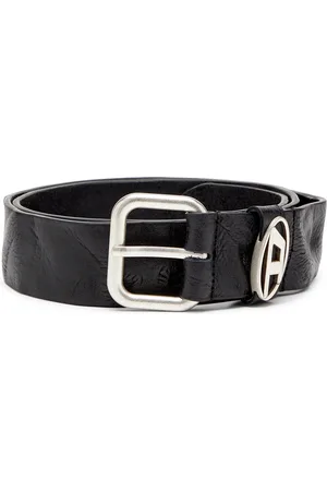 Diesel Cintura in pelle wrinkle con placca logo Cinture Unisex