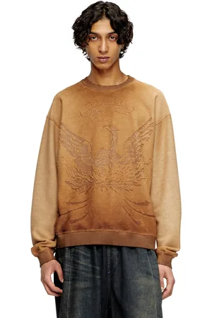 Diesel Felpa sfumata con logo Phoenix devoré Felpa Uomo