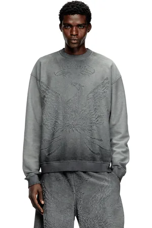 Diesel Felpa sfumata con logo Phoenix devoré Felpa Uomo