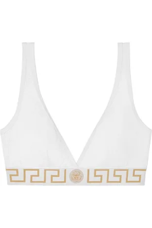 VERSACE | Reggiseno a triangolo in cotone stretch con motivo greca | female | | 1