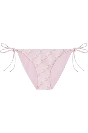 VERSACE | Slip bikini in seta con stampa grafica | female | | 3