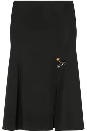 VERSACE | Gonna nera midi con dettaglio due spille | female | | 42