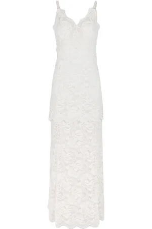 Paco rabanne | Abito lungo avorio effetto pizzo | female | | 36