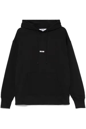 Msgm | Felpa in cotone con cappuccio e logo bianco | male | | L