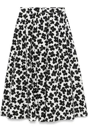 Msgm | Gonna lunga bianca a fiori neri svasata | female | | 42