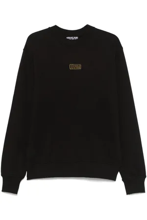 VERSACE | Felpa in cotone con targhetta oro | male | | M