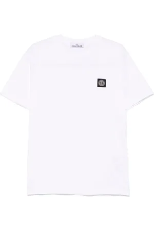 Stone Island | T-shirt bianca in cotone con ricamo logo | male | | S