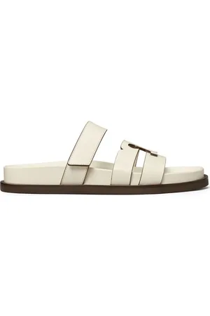 Tory Burch | Ciabatte avorio di pelle con tre fasce | female | | 6