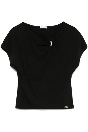 Liu Jo | T-shirt nera con scollo drappeggiato | female | | L
