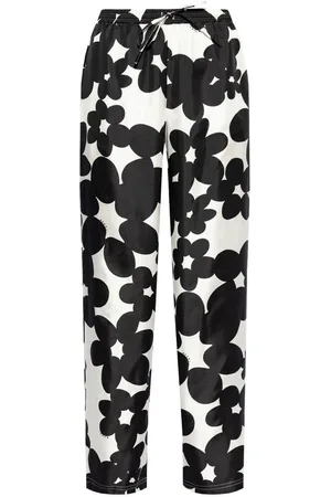 Marni | Pantaloni bianchi con stampa fiori neri | female | | 40