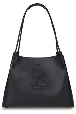 Etro | Borsa nera di pelle con logo cucito | female | | UNI