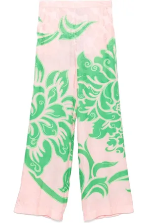 Etro | Pantaloni bianchi con design floreale verde | female | | 42