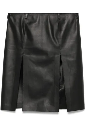 The Attico | Gonna nera di pelle con spacchi frontali | female | | 40