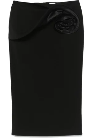 MAGDA BUTRYM | Gonna nera con dettaglio arricciato a rosa | female | | 36