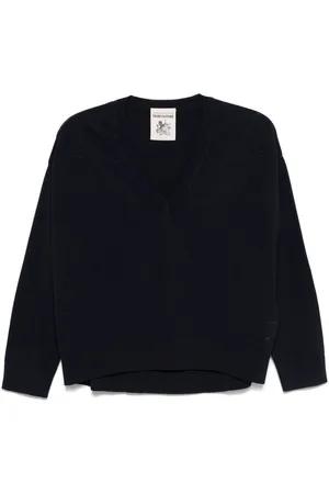SEMICOUTURE | Maglia Morgane in cotone nera con scollo a V | female | | M