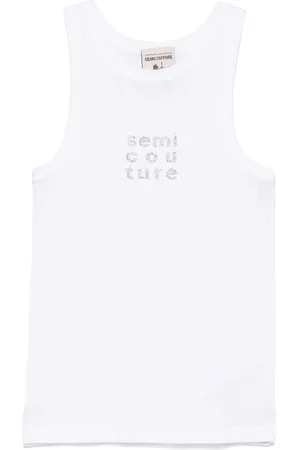 SEMICOUTURE | T-shirt Rachel bianca a costine con logo | female | | M