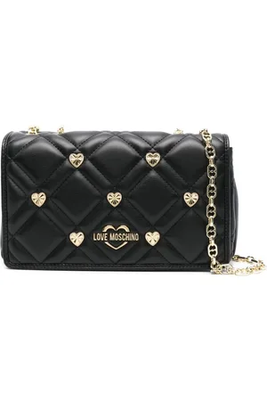 Moschino | Borsa a spalla nera trapuntata con cuori | female | | UNI