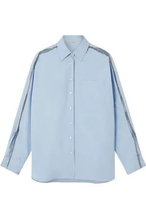Stella McCartney | Camicia in cotone celeste con dettaglio catena | female | | 40