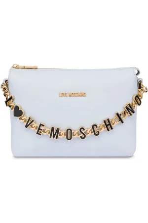 Moschino | Borsa a spalla celeste con catena oro con logo nero | female | | UNI