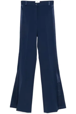 Elisabetta Franchi | Pantaloni petrolio con spacchi laterali | female | | 44
