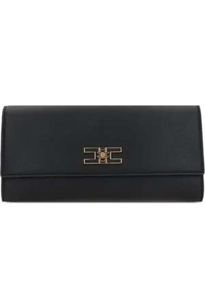 Elisabetta Franchi | Pochette nera con logo dorato | female | | UNI
