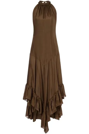 Serafini | Abito lungo in seta con rouche | female | | 40