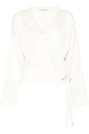 Serafini | Blusa satinata bianca a portafoglio | female | | 42