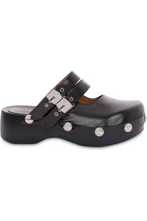 Serafini | Sabot in pelle nera con fibbie | female | | 37