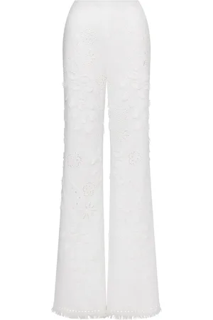 Alberta Ferretti | Pantaloni con dettagli cut-out e ricamo in cotone | female | | 42