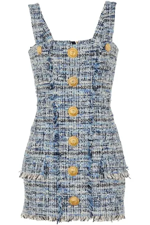 Balmain | Abito corto in denim con bottoni | female | | 38