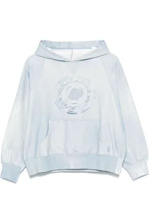 ERMANNO SCERVINO | Felpa in cotone celeste con cappuccio e logo frontale | female | | M