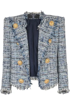 Balmain | Blazer strutturato celeste con bottoni oro | female | | 40