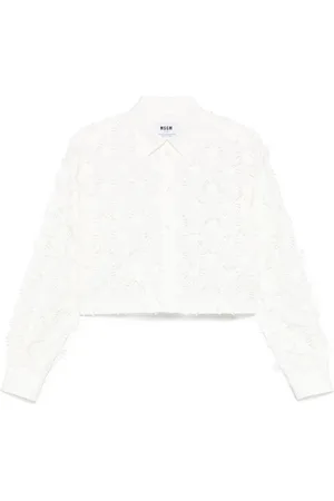 Msgm | Camicia corta bianca con perline | female | | 40