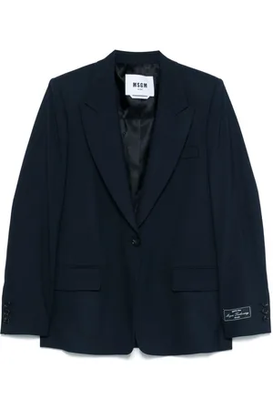 Msgm | Blazer monopetto in lana con etichetta con logo | female | | 42