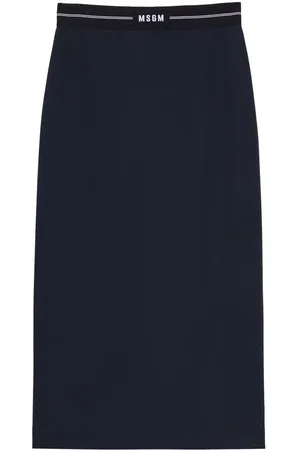 Msgm | Gonna midi in lana con spacco e logo | female | | 42