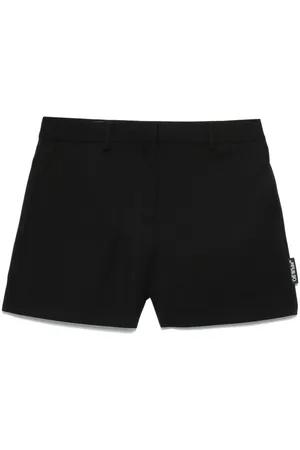 OFF-WHITE | Shorts in lana vergine nera con etichetta logo | female | | 40