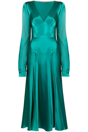 Alberta Ferretti | Abito midi in seta con scollo a V | female | | 42