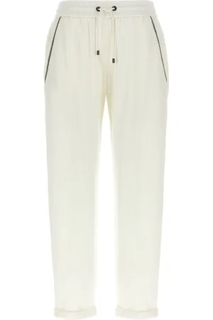 Brunello Cucinelli | Pantalone tuta in cotone misto seta avorio | female | | L