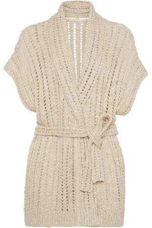 Brunello Cucinelli | Cardigan Dazzling traforato a mezze maniche in seta | female | | M