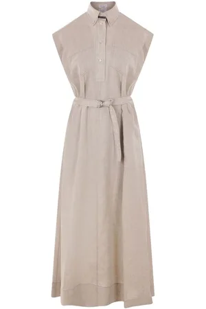 Brunello Cucinelli | Abito lungo chemisier a maniche corte in lino | female | | M