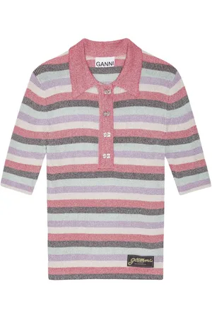 Ganni | Polo a righe con logo | female | | XS