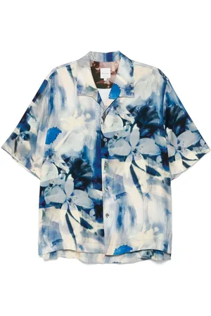 Paul Smith | Camicia oversize blu e bianca con design floreale | male | | S